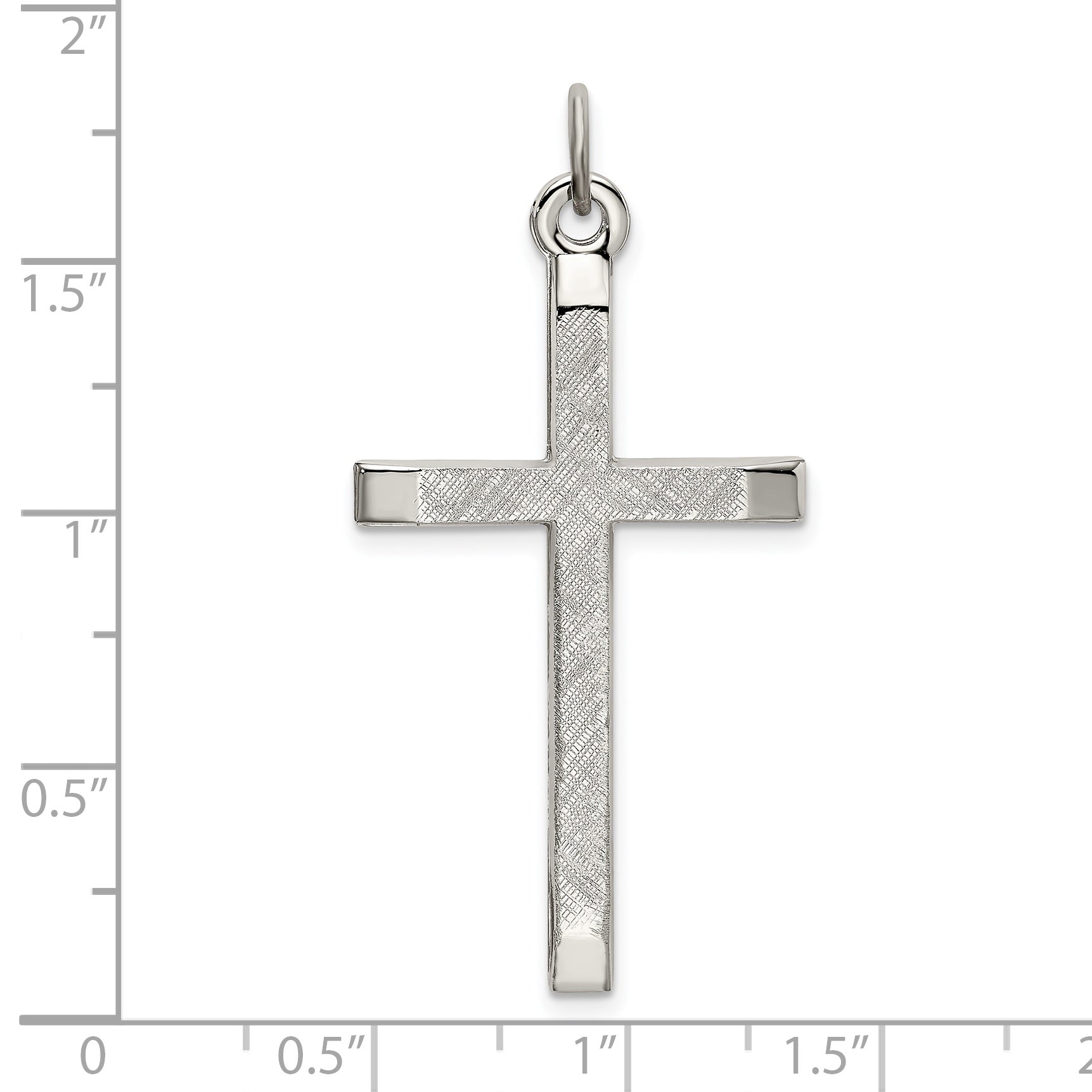 Sterling Silver 925 Cross Pendant with Polished Textured Finish
