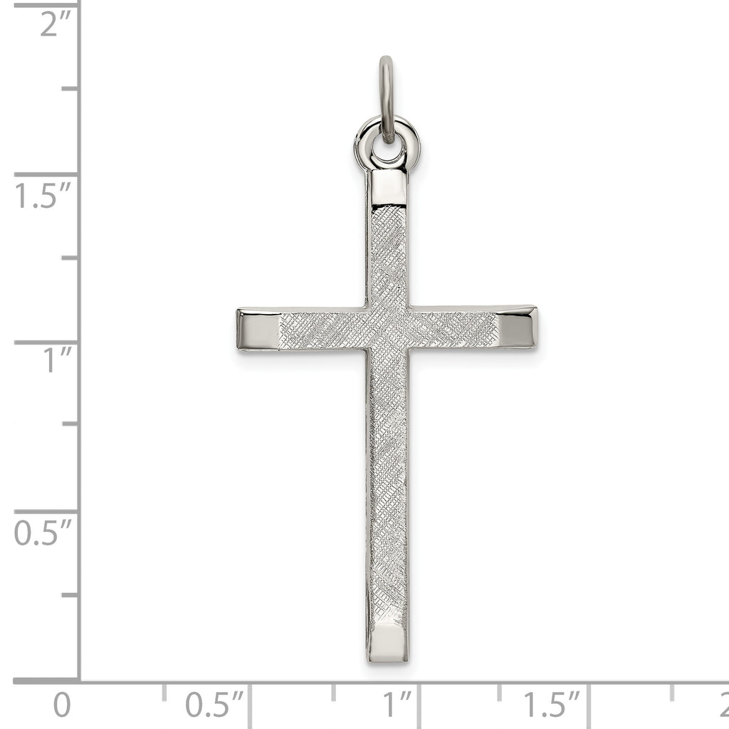 Sterling Silver 925 Cross Pendant with Polished Textured Finish