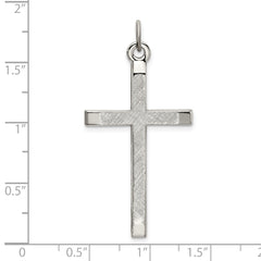 Sterling Silver 925 Cross Pendant with Polished Textured Finish