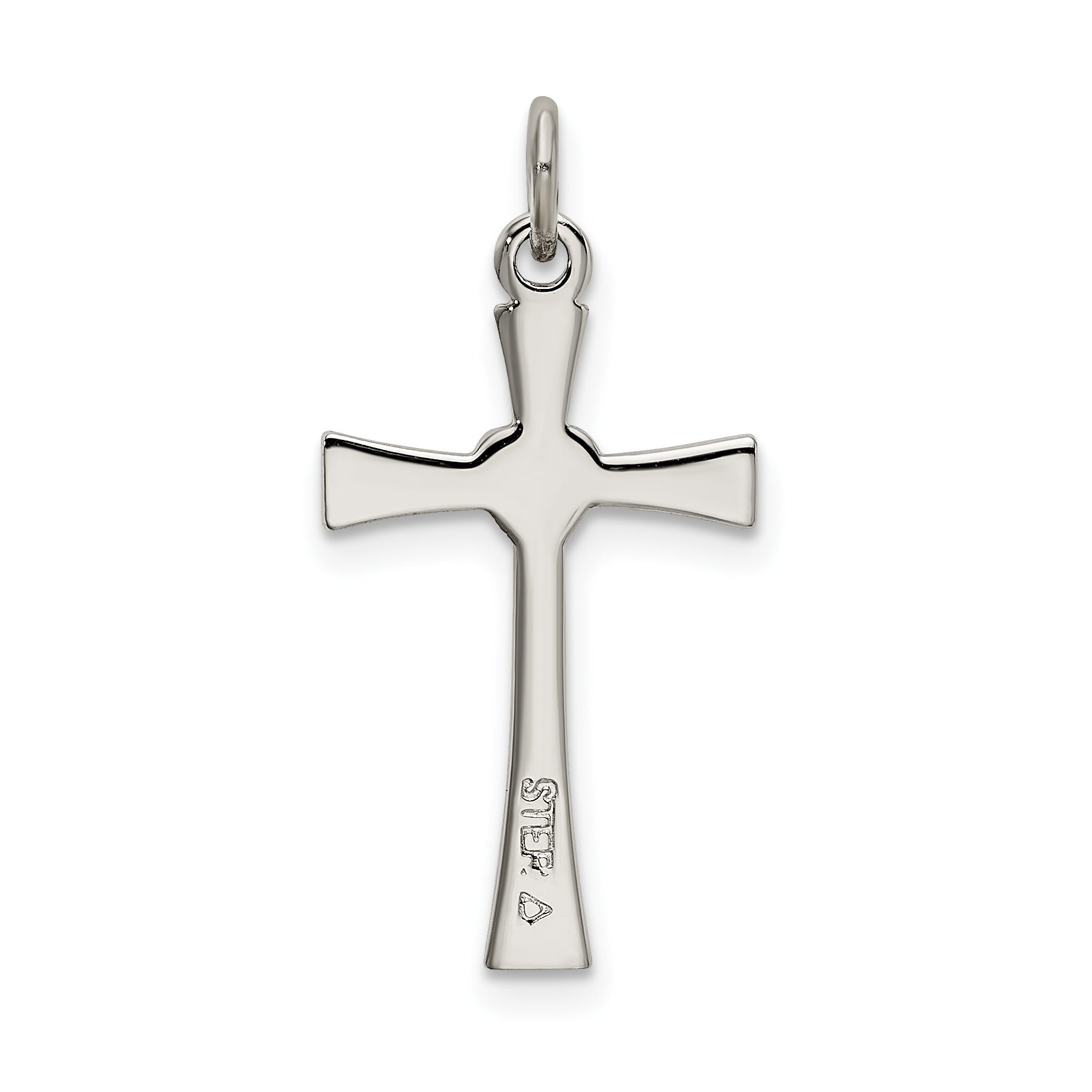 Sophia Jewelers Sterling Silver CZ Heart Cross Pendant with Platinum Polish
