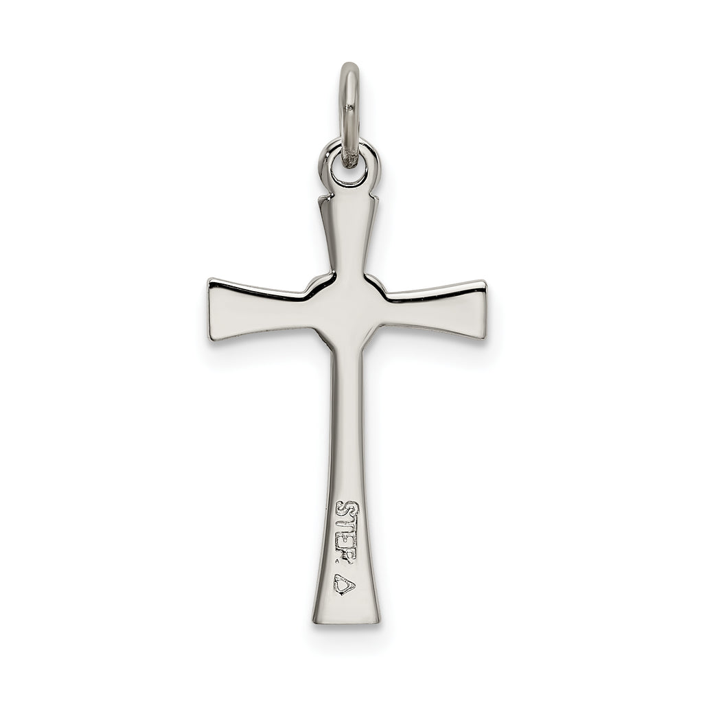 Sophia Jewelers Sterling Silver CZ Heart Cross Pendant with Platinum Polish
