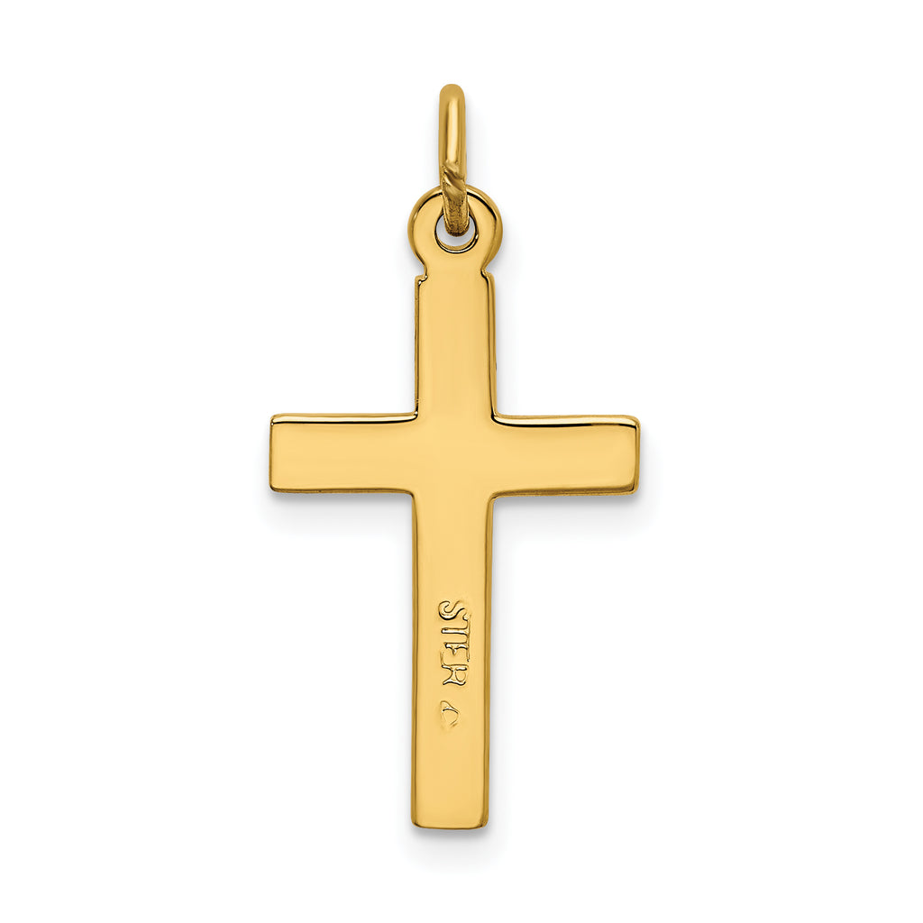 Sterling Silver 925 Gold-Plated Cross Pendant with Polished Textured Finish