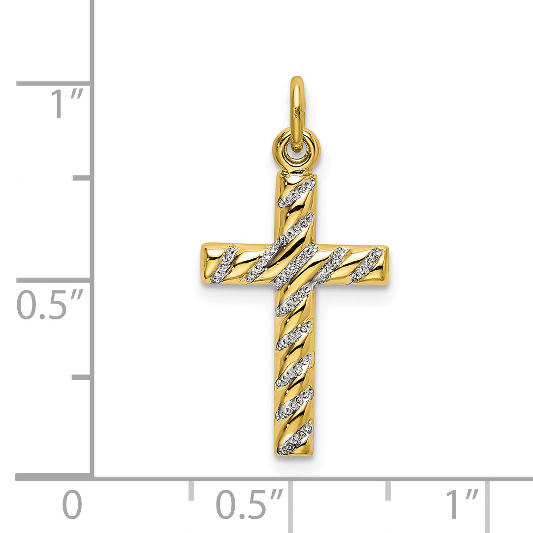 Sterling Silver 925 Gold-Plated Cross Pendant with Polished Textured Finish