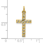 Sterling Silver 925 Gold-Plated Cross Pendant with Polished Textured Finish