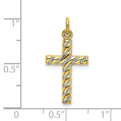 Sterling Silver 925 Gold-Plated Cross Pendant with Polished Textured Finish