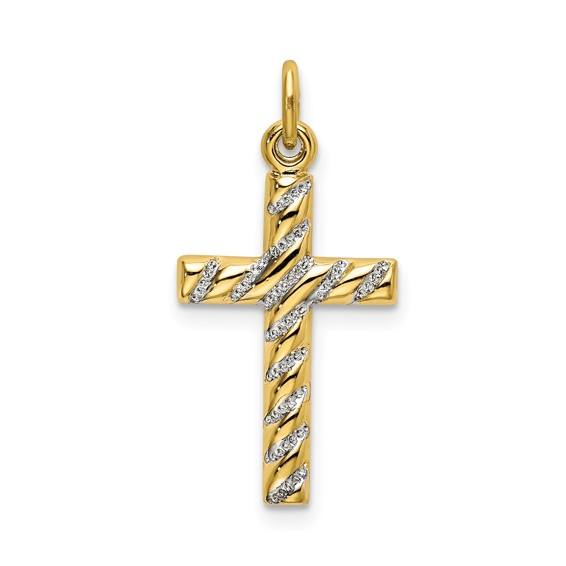 Sterling Silver Gold-plated Polished and Texture Cross Pendant Main image