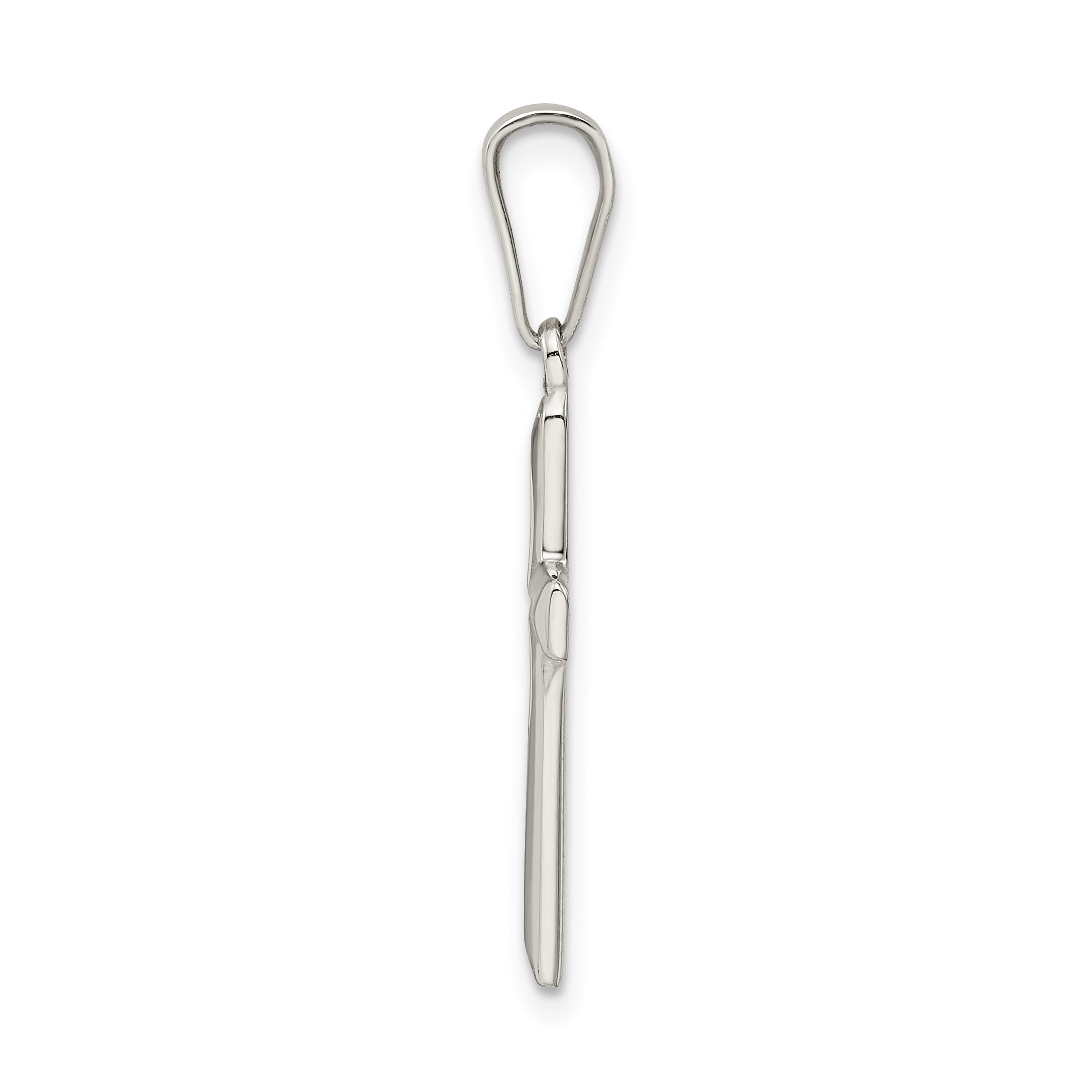 Sterling Silver 925 Cross Pendant with Polished Diamond-Cut Finish Secondary image