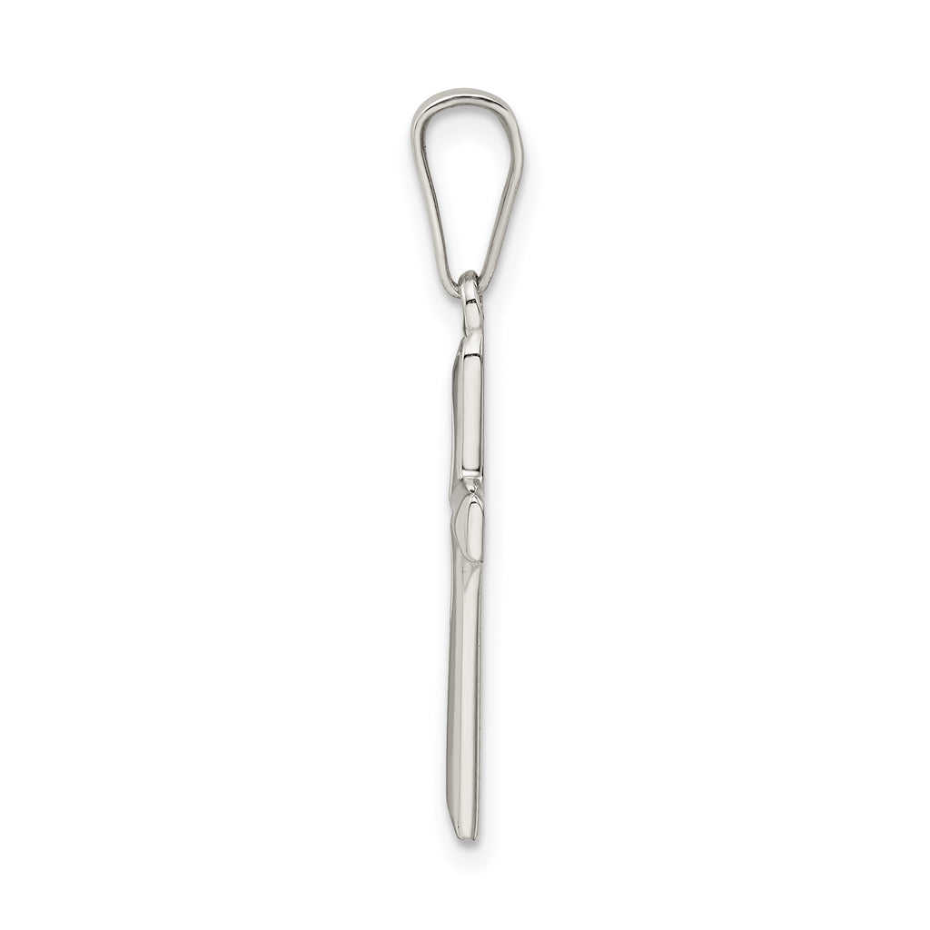 Sterling Silver 925 Cross Pendant with Polished Diamond-Cut Finish