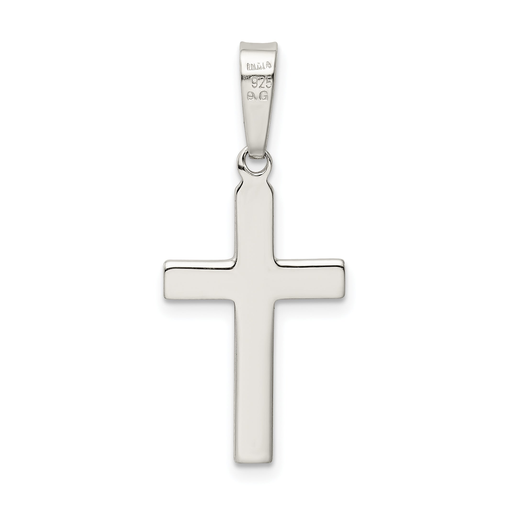 Sterling Silver 925 Cross Pendant with Polished Diamond-Cut Finish