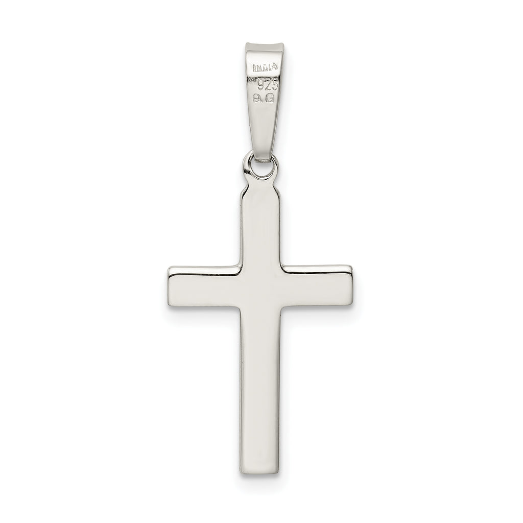 Sterling Silver 925 Cross Pendant with Polished Diamond-Cut Finish