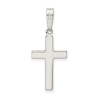 Sterling Silver 925 Cross Pendant with Polished Diamond-Cut Finish