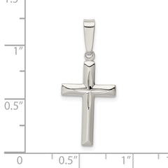 Sterling Silver 925 Cross Pendant with Polished Diamond-Cut Finish