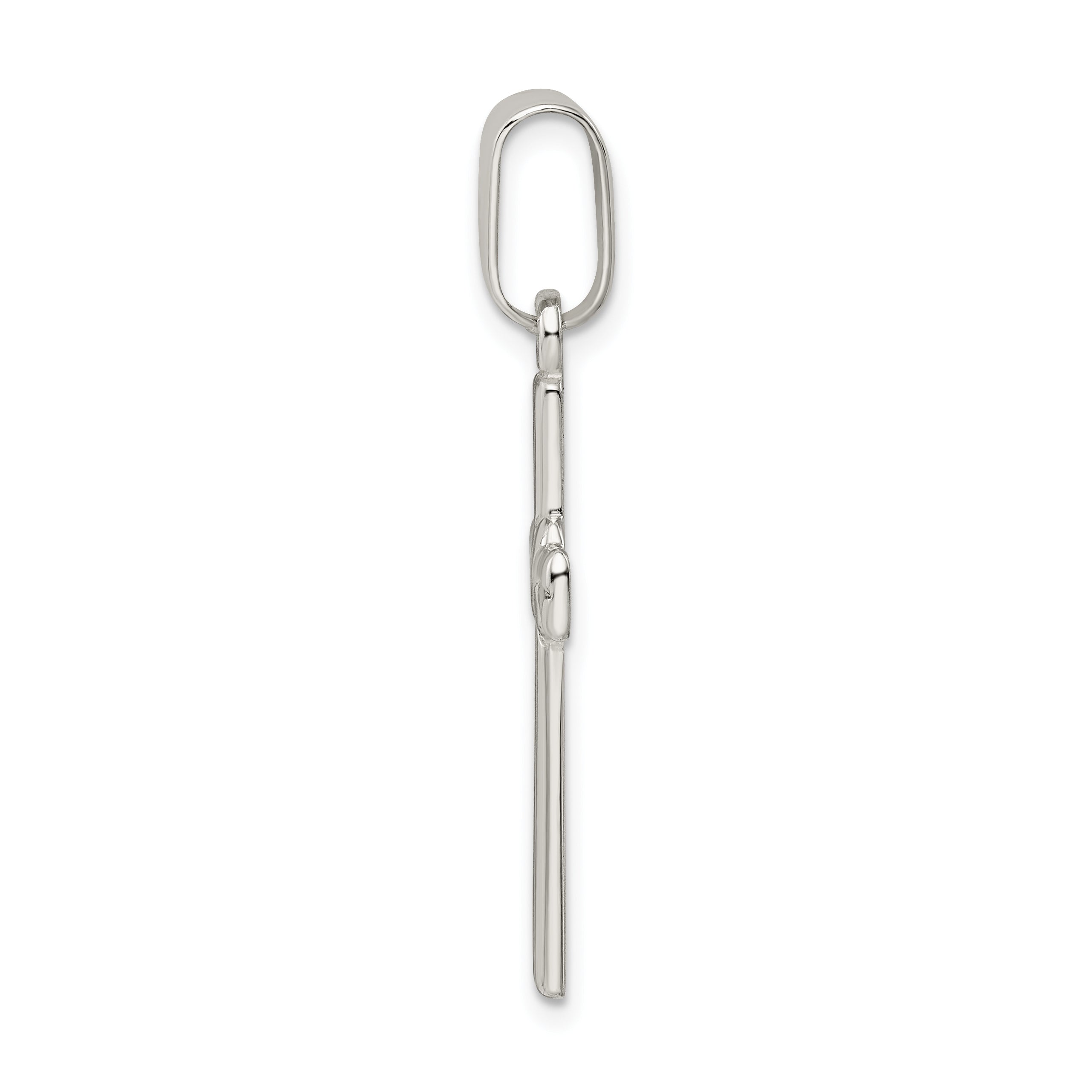 Sterling Silver 925 Polished Cross Pendant with Anti-Tarnish Finish