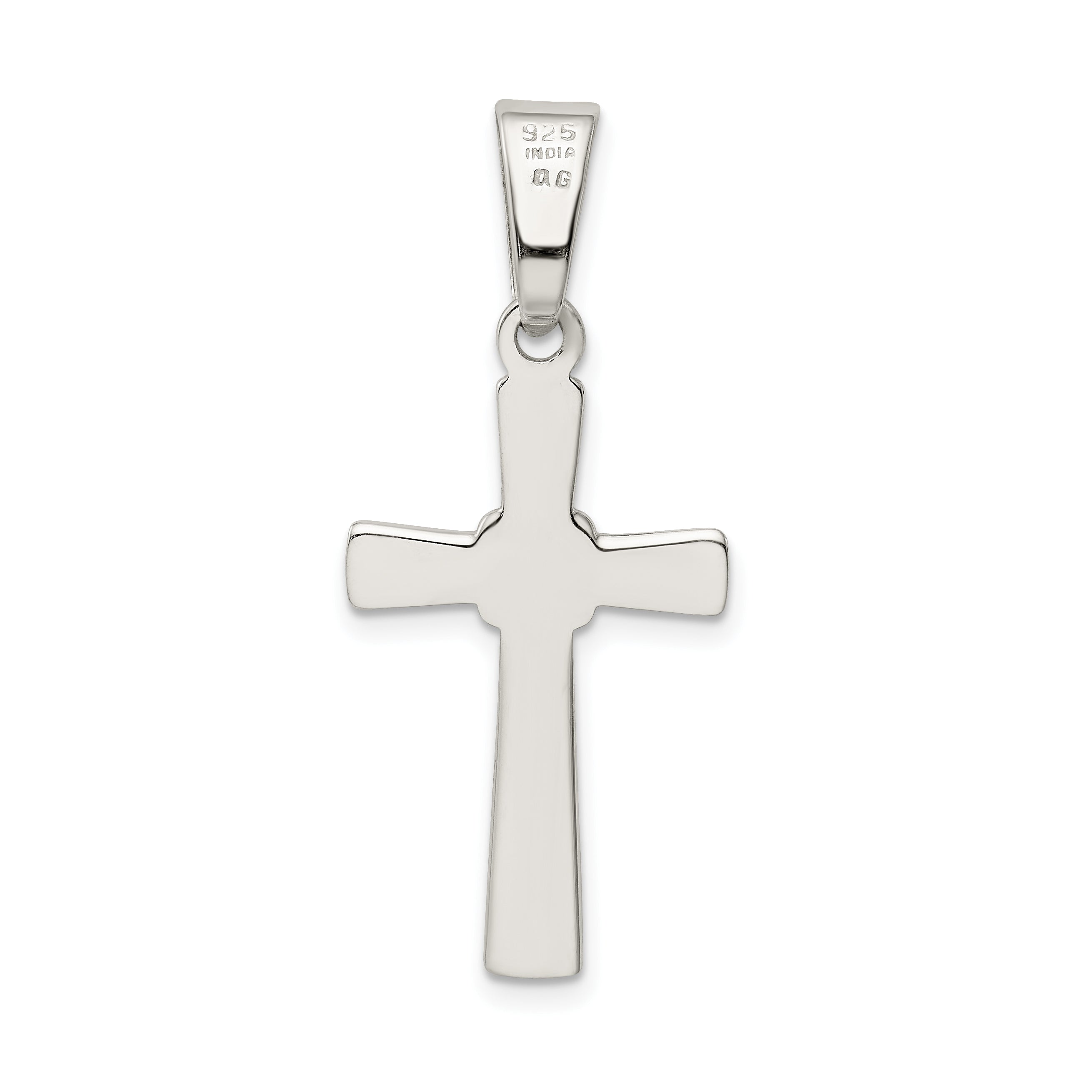 Sterling Silver 925 Polished Cross Pendant with Anti-Tarnish Finish