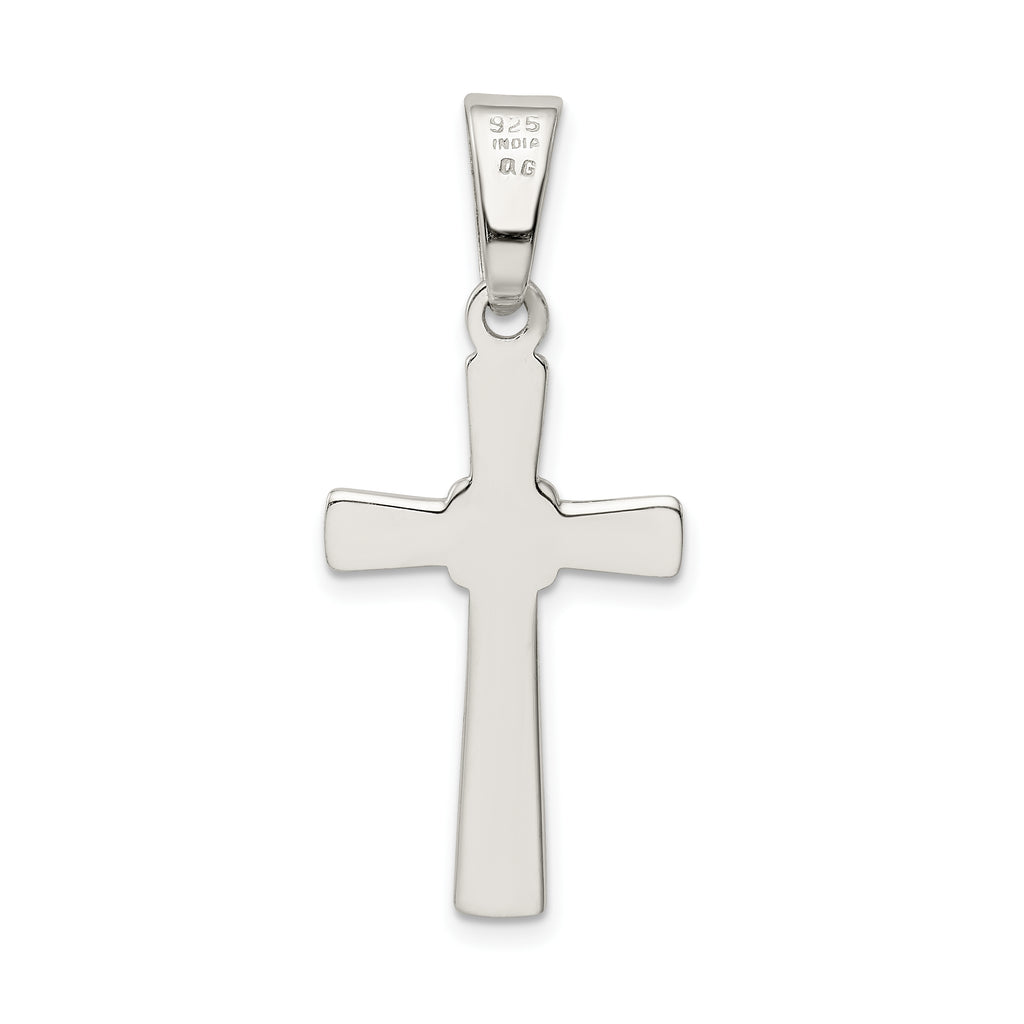 Sterling Silver 925 Polished Cross Pendant with Anti-Tarnish Finish