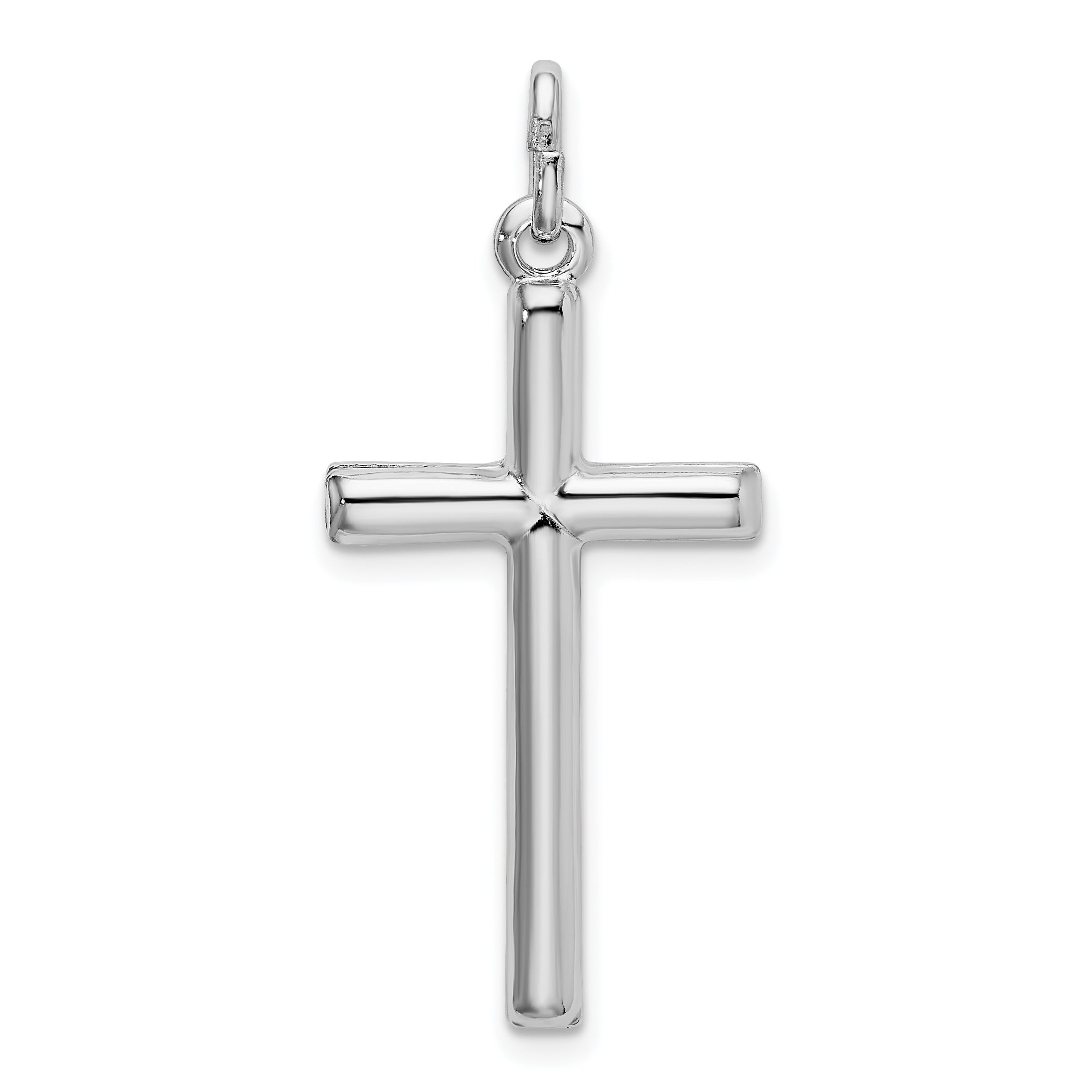 Sterling Silver 925 Cross Charm with Rhodium Polished Finish