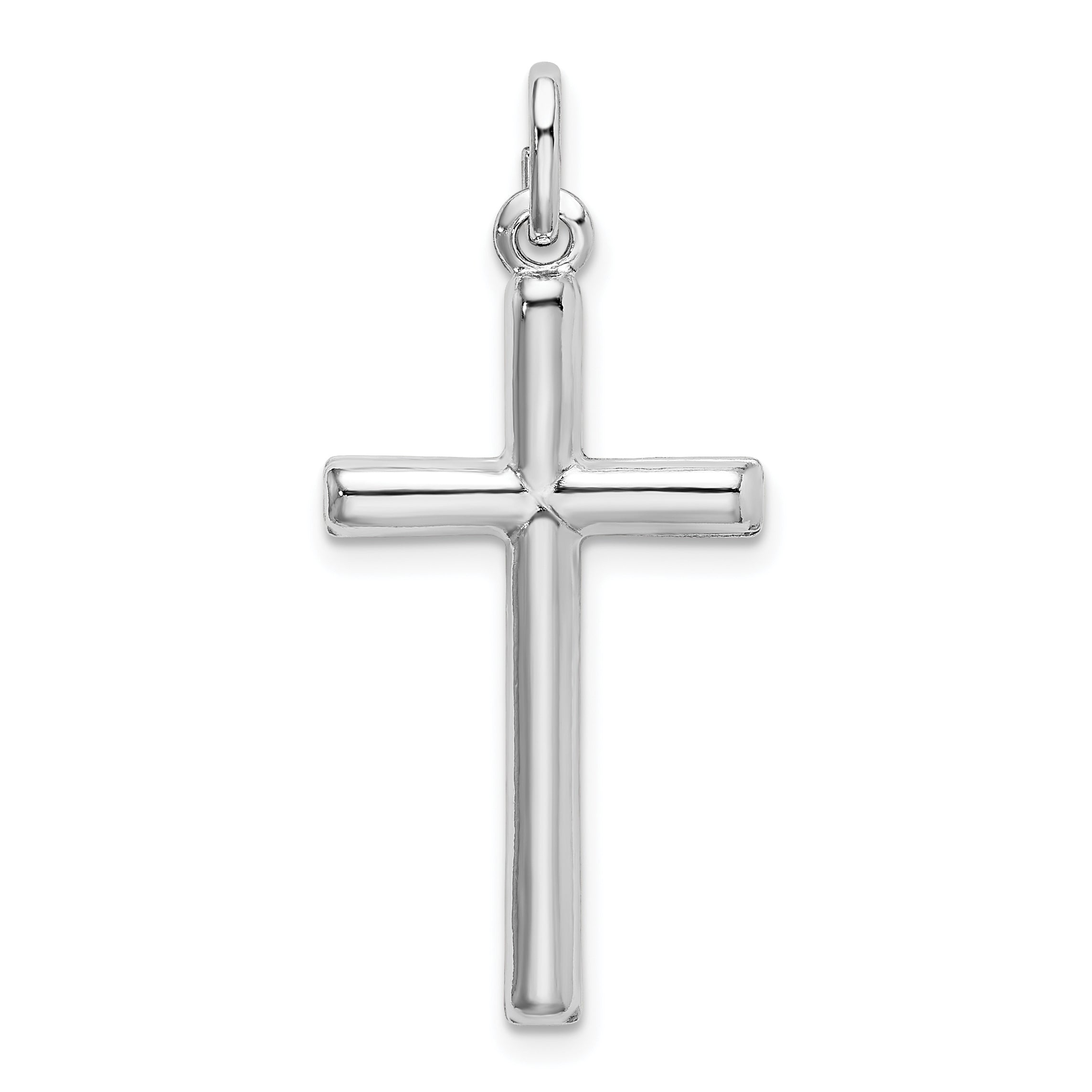 Sterling Silver Rhodium Plated Polished Cross Charm Main image