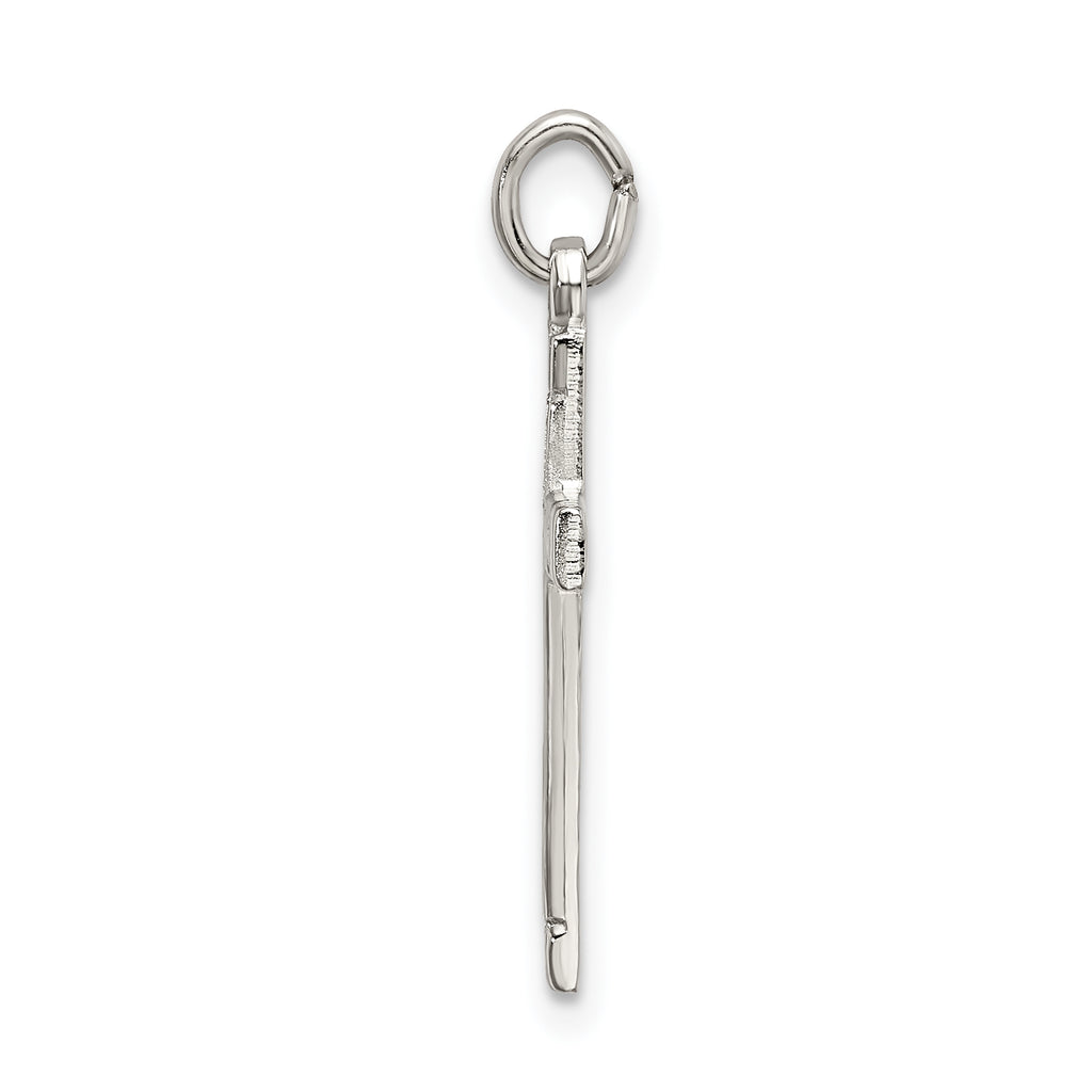 Sterling Silver Cross Pendant with Polished Satin Platinum Finish