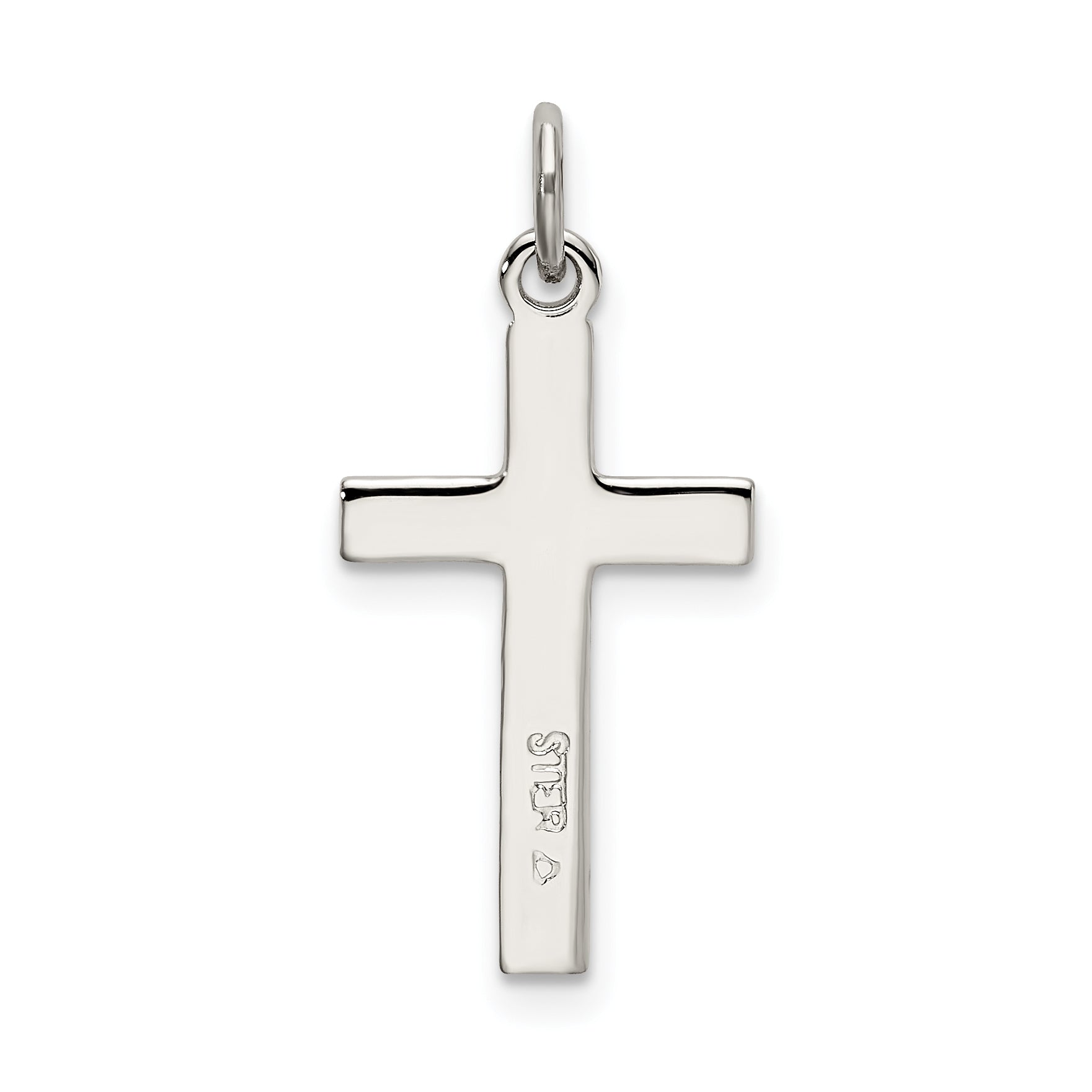 Sterling Silver Cross Pendant with Polished Satin Platinum Finish