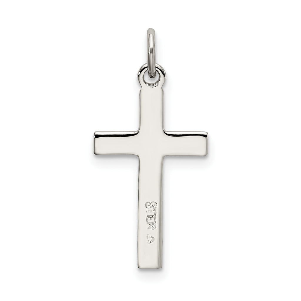 Sterling Silver Cross Pendant with Polished Satin Platinum Finish