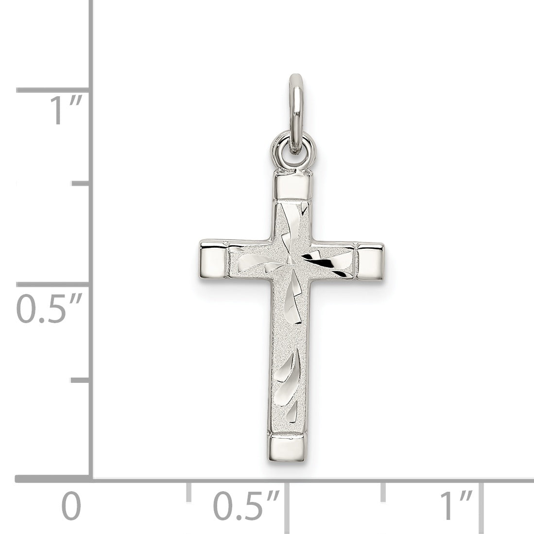 Sterling Silver Cross Pendant with Polished Satin Platinum Finish
