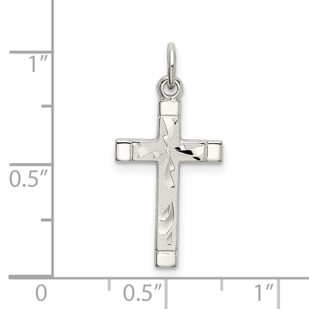Sterling Silver Cross Pendant with Polished Satin Platinum Finish