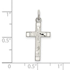 Sterling Silver Cross Pendant with Polished Satin Platinum Finish