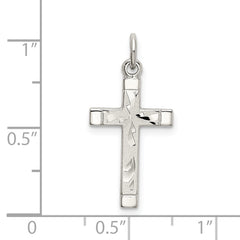 Sterling Silver Cross Pendant with Polished Satin Platinum Finish
