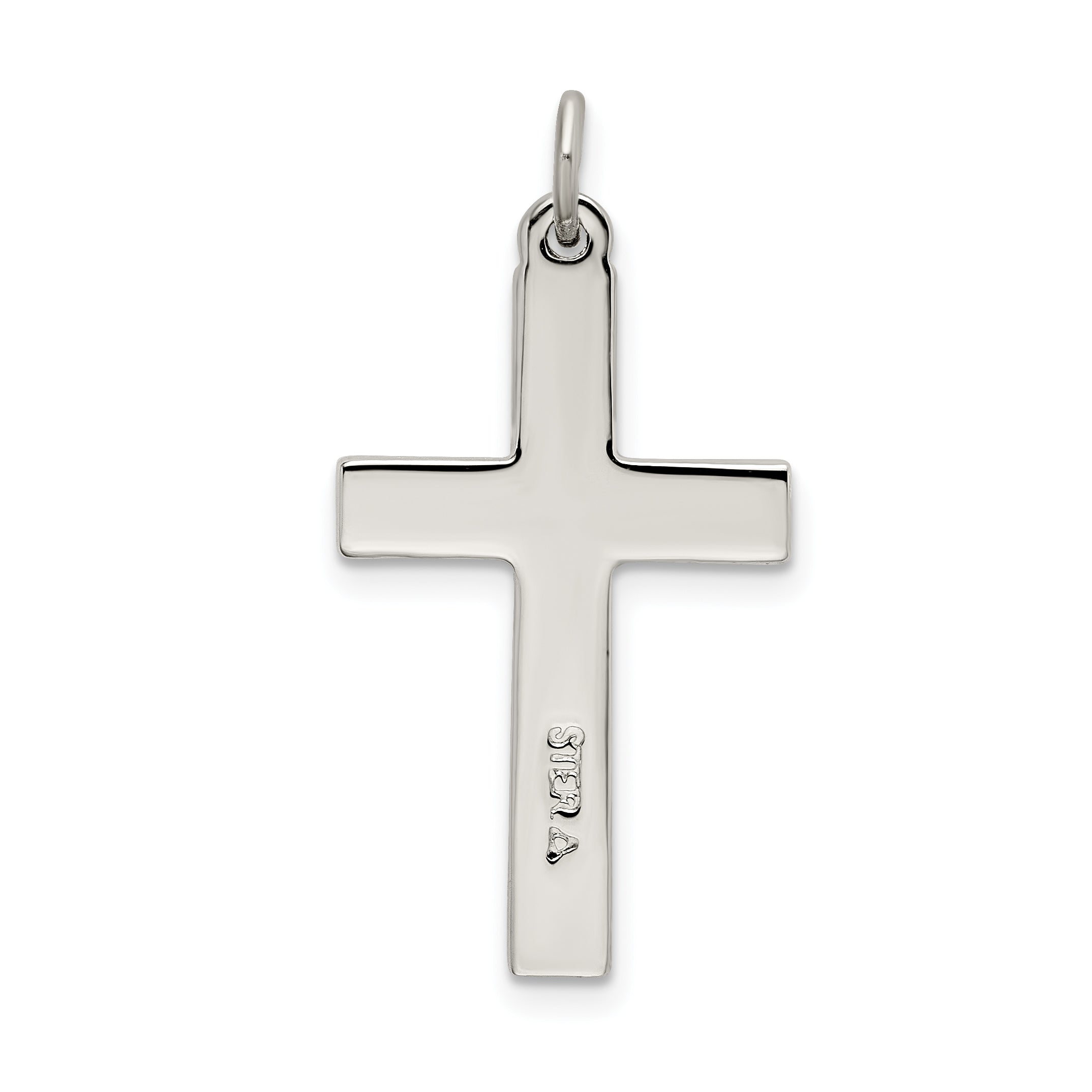 Sterling Silver 925 Cross Pendant with Platinum Plating and Diamond-Cut Finish