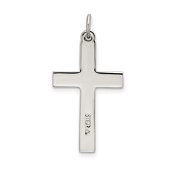 Sterling Silver 925 Cross Pendant with Platinum Plating and Diamond-Cut Finish