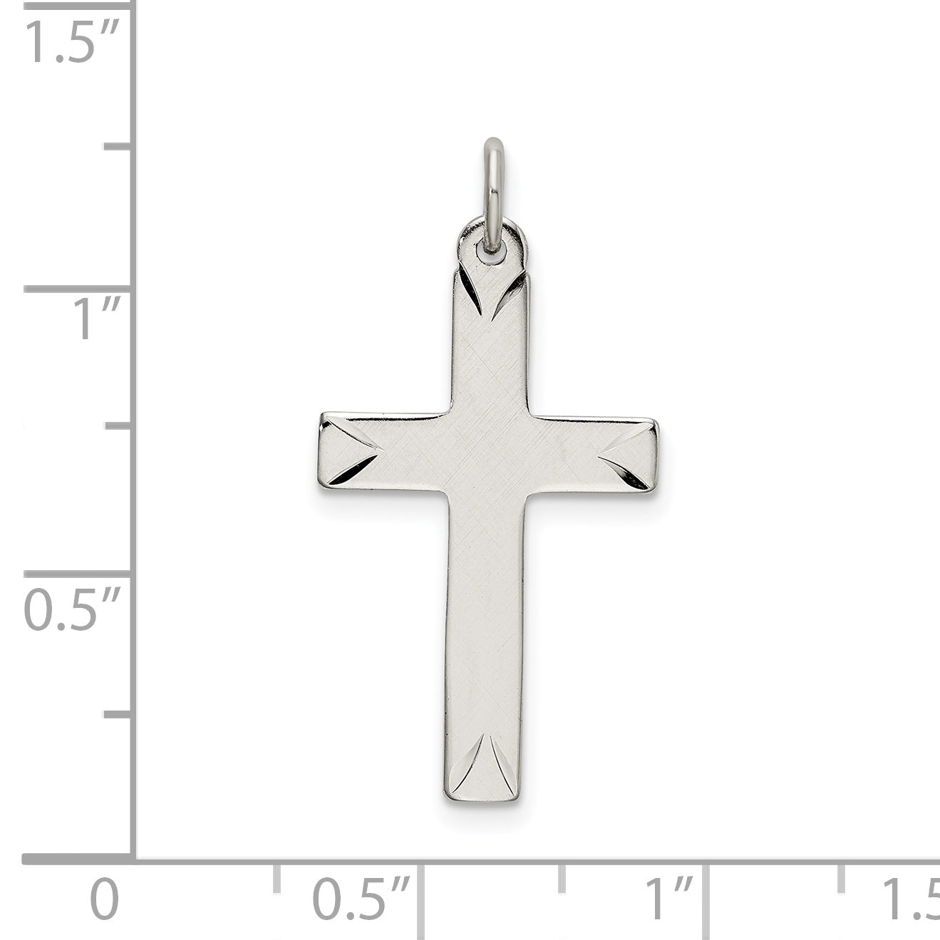 Sterling Silver 925 Cross Pendant with Platinum Plating and Diamond-Cut Finish