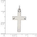 Sterling Silver 925 Cross Pendant with Platinum Plating and Diamond-Cut Finish