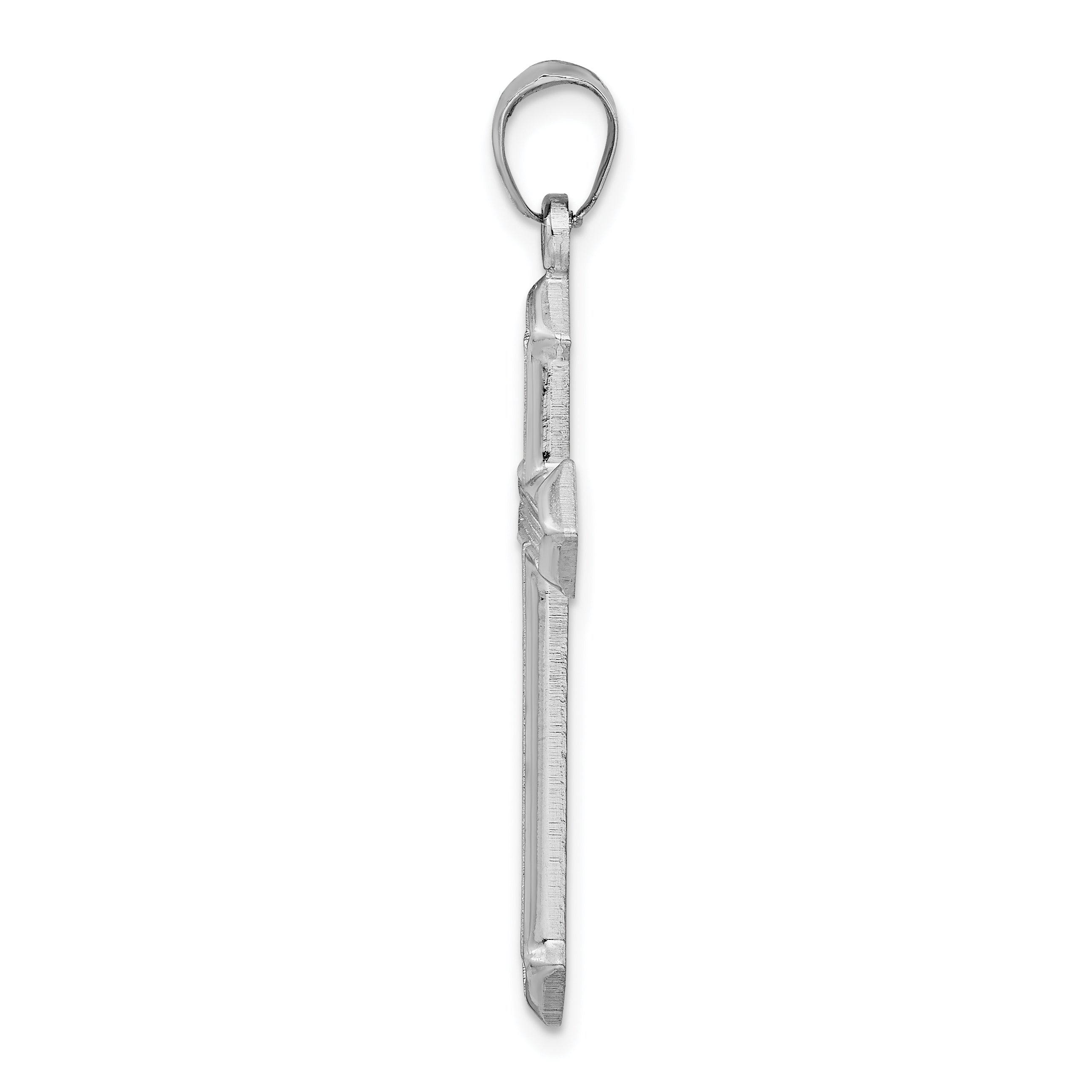 Sophia Jewelers Sterling Silver Rhodium-Plated Cross Pendant with Textured Finish