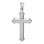 Sterling Silver Rhodium-plated Textured & Polished Cross Pendant