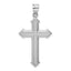 Sterling Silver Rhodium-plated Textured & Polished Cross Pendant