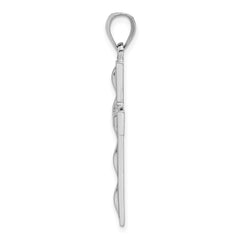 Sterling Silver 925 Polished Cross Pendant with Rhodium-Plated Elegant Design