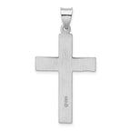 Sterling Silver 925 Polished Cross Pendant with Rhodium-Plated Elegant Design