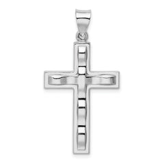 Sterling Silver Rhodium-plated Polished Cross Pendant