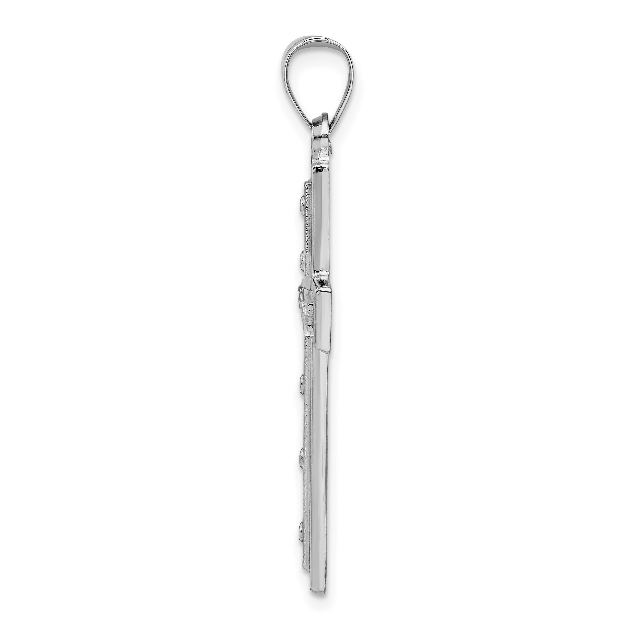 Sterling Silver 925 Latin Cross Pendant with Rhodium Satin Finish
