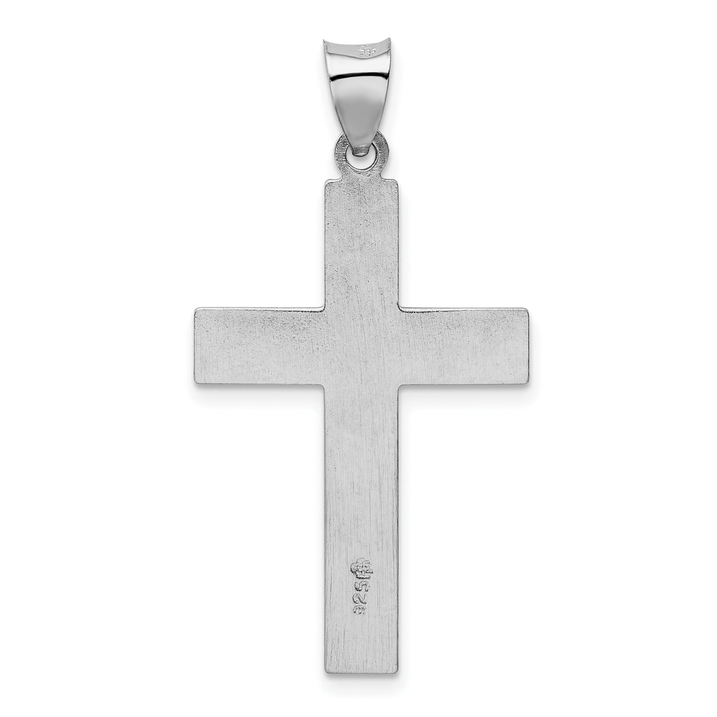 Sterling Silver 925 Latin Cross Pendant with Rhodium Satin Finish