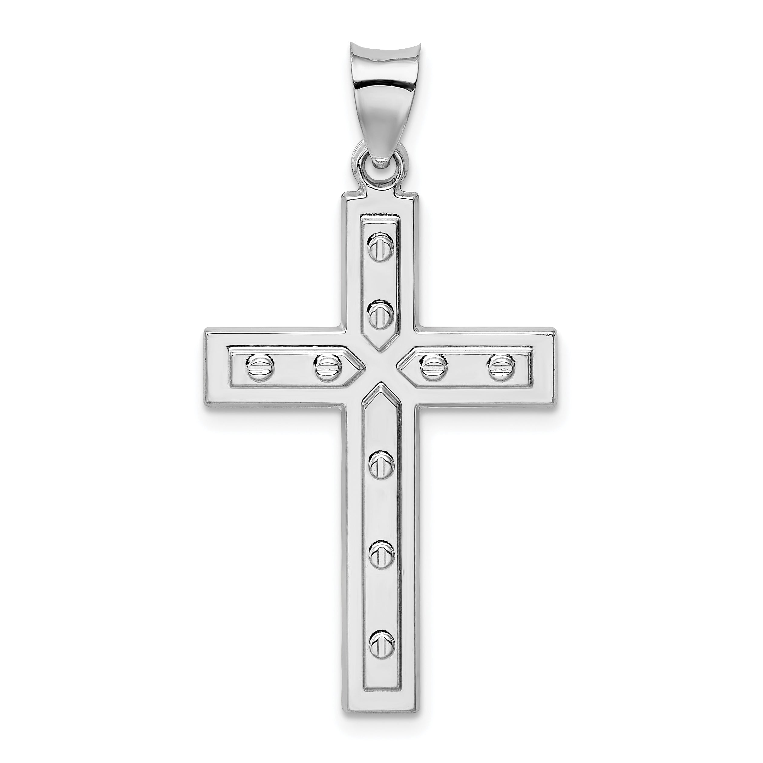 Sterling Silver Rhodium-plated Satin & Polished Latin Cross Pendant Main image