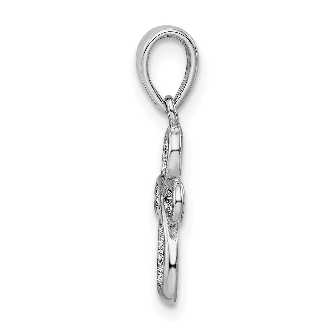 925 Sterling Silver Glitter Enamel Cross Pendant with Rhodium Polish