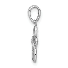 925 Sterling Silver Glitter Enamel Cross Pendant with Rhodium Polish