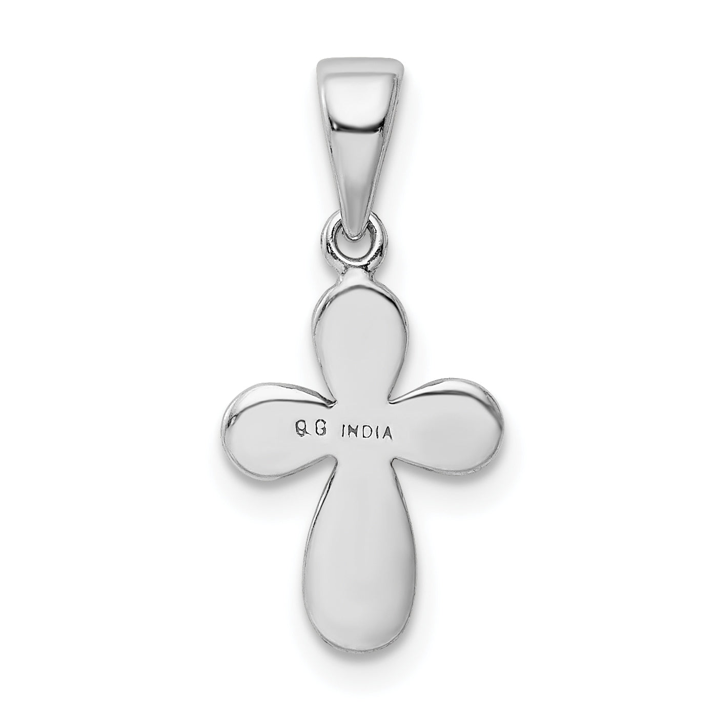 925 Sterling Silver Glitter Enamel Cross Pendant with Rhodium Polish