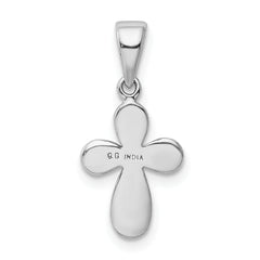 925 Sterling Silver Glitter Enamel Cross Pendant with Rhodium Polish