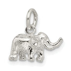 Sterling Silver 3D Elephant Charm with Polished Anti-Tarnish Finish