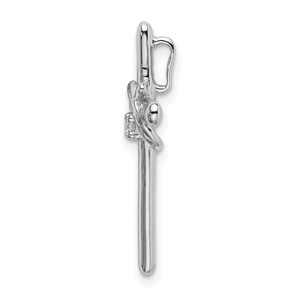Sterling Silver 925 CZ Cross Pendant with Rhodium Plated Polish
