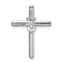Sterling Silver 925 CZ Cross Pendant with Rhodium Plated Polish