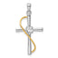 Sterling Silver Rhodium & Gold-tone Polished w/CZ Cross Pendant