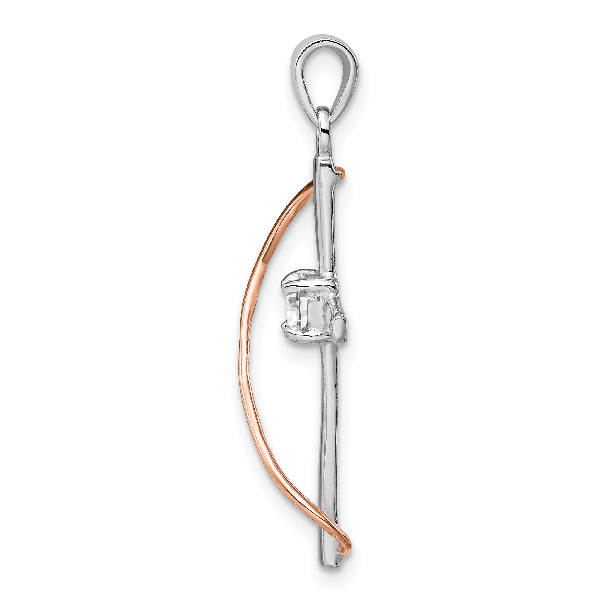 Sophia Jewelers Sterling Silver Two-Tone CZ Cross Pendant with Rose-Tone Accent